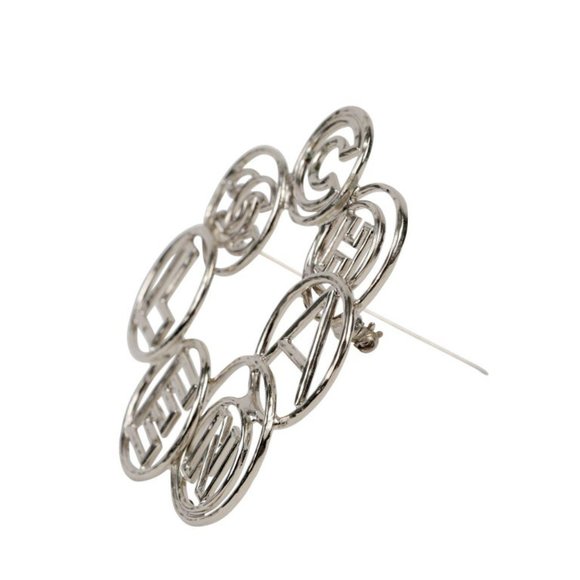 Chanel Silver Bubble Letter Circle Pin - Picture 2 of 4